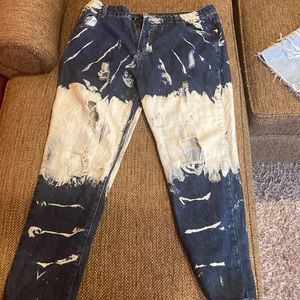Ripped Jeans,Slim Fit Distressed Straight Leg Fashion Denim Pants
